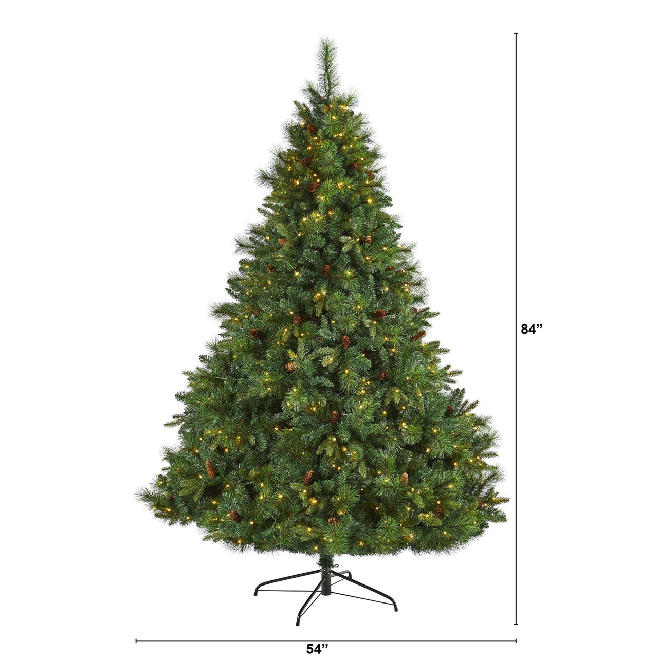 7’ West Virginia Full Bodied Mixed Pine Artificial Christmas Tree with 450 Clear LED Lights and Pine Cones - The Fox Decor