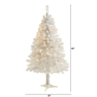 Thumbnail for 5' White Artificial Christmas Tree with 350 Bendable Branches and 150 Clear LED Lights - The Fox Decor