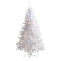 Thumbnail for 6’ White Artificial Christmas Tree with 680 Bendable Branches and 250 Clear LED Lights