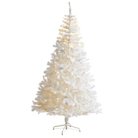 Thumbnail for 7' White Artificial Christmas Tree with 1000 Bendable Branches and 350 Clear LED Lights