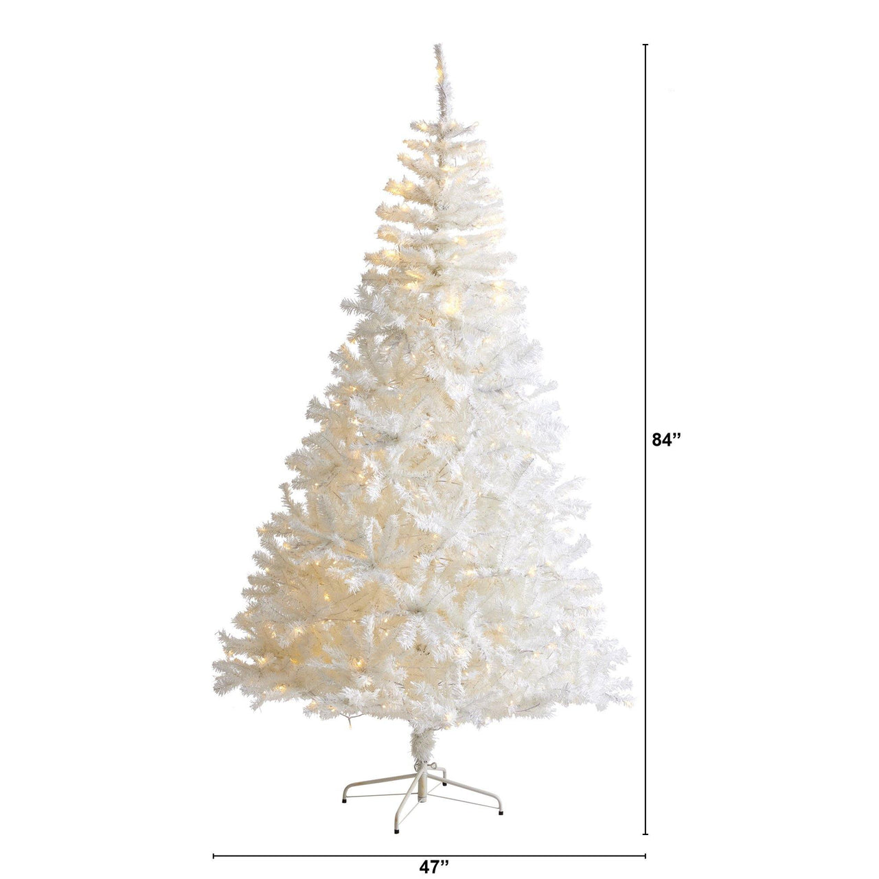 7' White Artificial Christmas Tree with 1000 Bendable Branches and 350 Clear LED Lights - The Fox Decor