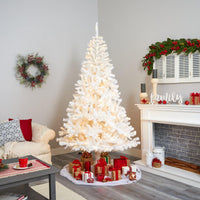 Thumbnail for 7' White Artificial Christmas Tree with 1000 Bendable Branches and 350 Clear LED Lights - The Fox Decor