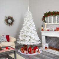 Thumbnail for 7' White Artificial Christmas Tree with 1000 Bendable Branches and 350 Clear LED Lights - The Fox Decor