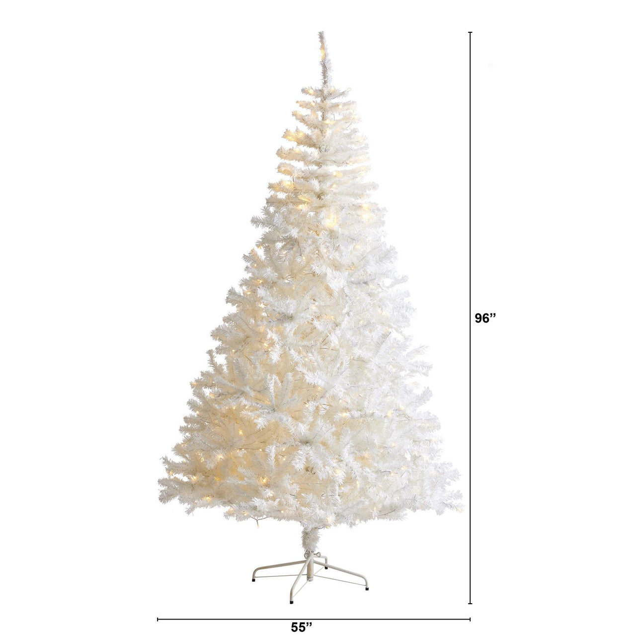 8' White Artificial Christmas Tree with 1500 Bendable Branches and 450 LED Lights - The Fox Decor