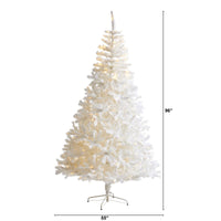 Thumbnail for 8' White Artificial Christmas Tree with 1500 Bendable Branches and 450 LED Lights - The Fox Decor