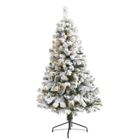 Thumbnail for 5' Flocked West Virginia Fir Artificial Christmas Tree with 150 LED Lights