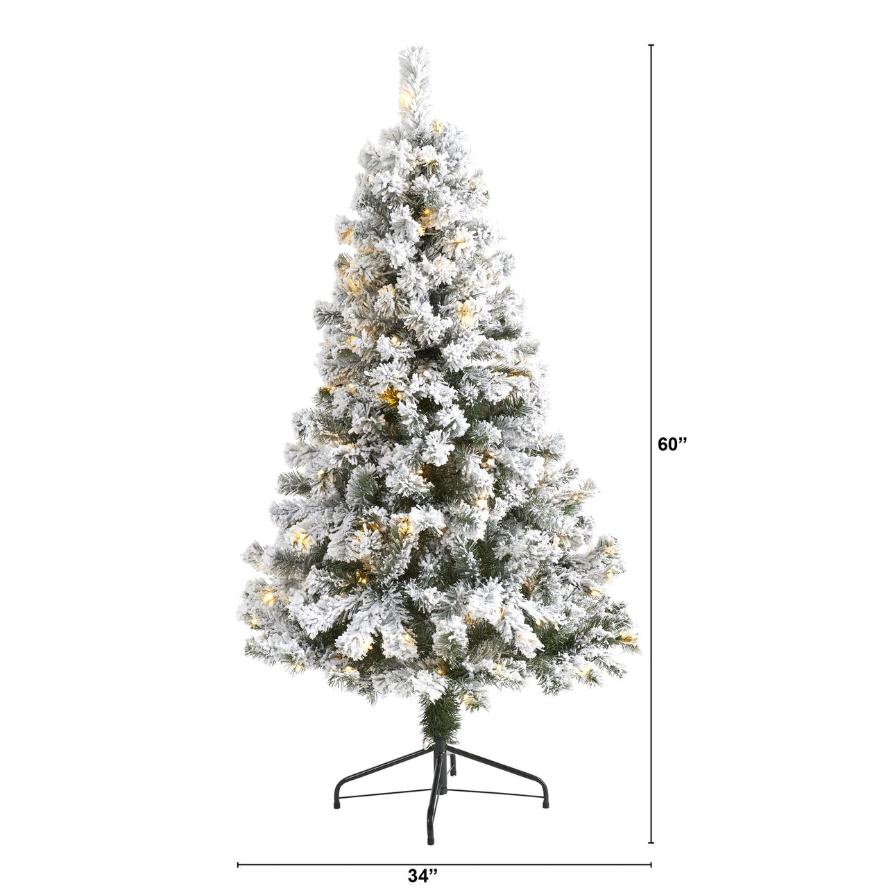 5' Flocked West Virginia Fir Artificial Christmas Tree with 150 LED Lights - The Fox Decor