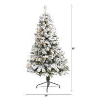 Thumbnail for 5' Flocked West Virginia Fir Artificial Christmas Tree with 150 LED Lights - The Fox Decor