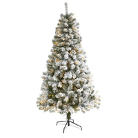 Thumbnail for 6' Flocked West Virginia Fir Artificial Christmas Tree with 250 Clear LED Lights
