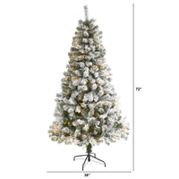 Thumbnail for 6' Flocked West Virginia Fir Artificial Christmas Tree with 250 Clear LED Lights - The Fox Decor
