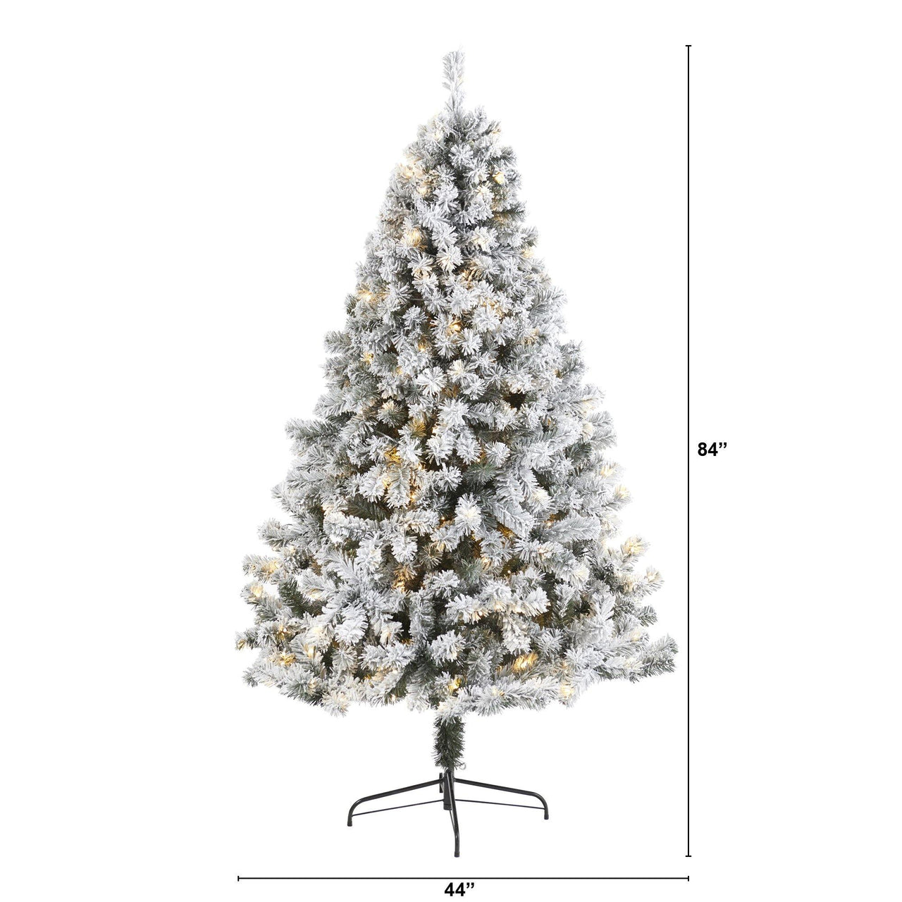 7' Flocked West Virginia Fir Artificial Christmas Tree with 350 Clear LED Lights - The Fox Decor