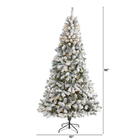 Thumbnail for 8' Flocked West Virginia Fir Artificial Christmas Tree with 500 Clear LED Lights - The Fox Decor