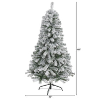 Thumbnail for 5' Flocked Rock Springs Spruce Artificial Christmas Tree - The Fox Decor