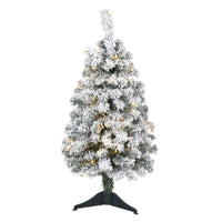 Thumbnail for 3' Flocked Rock Springs Spruce Artificial Christmas Tree with 50 Clear LED Lights
