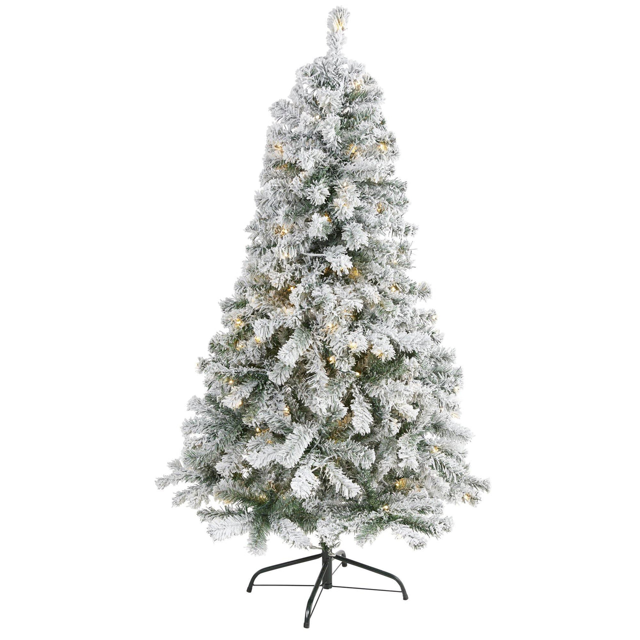 5' Flocked Rock Springs Spruce Artificial Christmas Tree with 150 Clear LED Lights