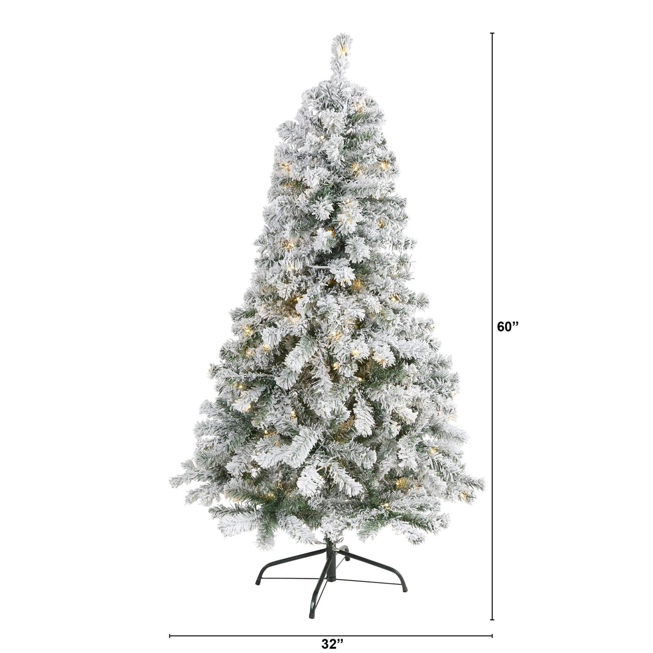 5' Flocked Rock Springs Spruce Artificial Christmas Tree with 150 Clear LED Lights - The Fox Decor