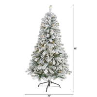 Thumbnail for 5' Flocked Rock Springs Spruce Artificial Christmas Tree with 150 Clear LED Lights - The Fox Decor