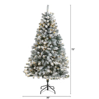 Thumbnail for 6' Flocked Rock Springs Spruce Artificial Christmas Tree with 250 Clear LED Lights - The Fox Decor