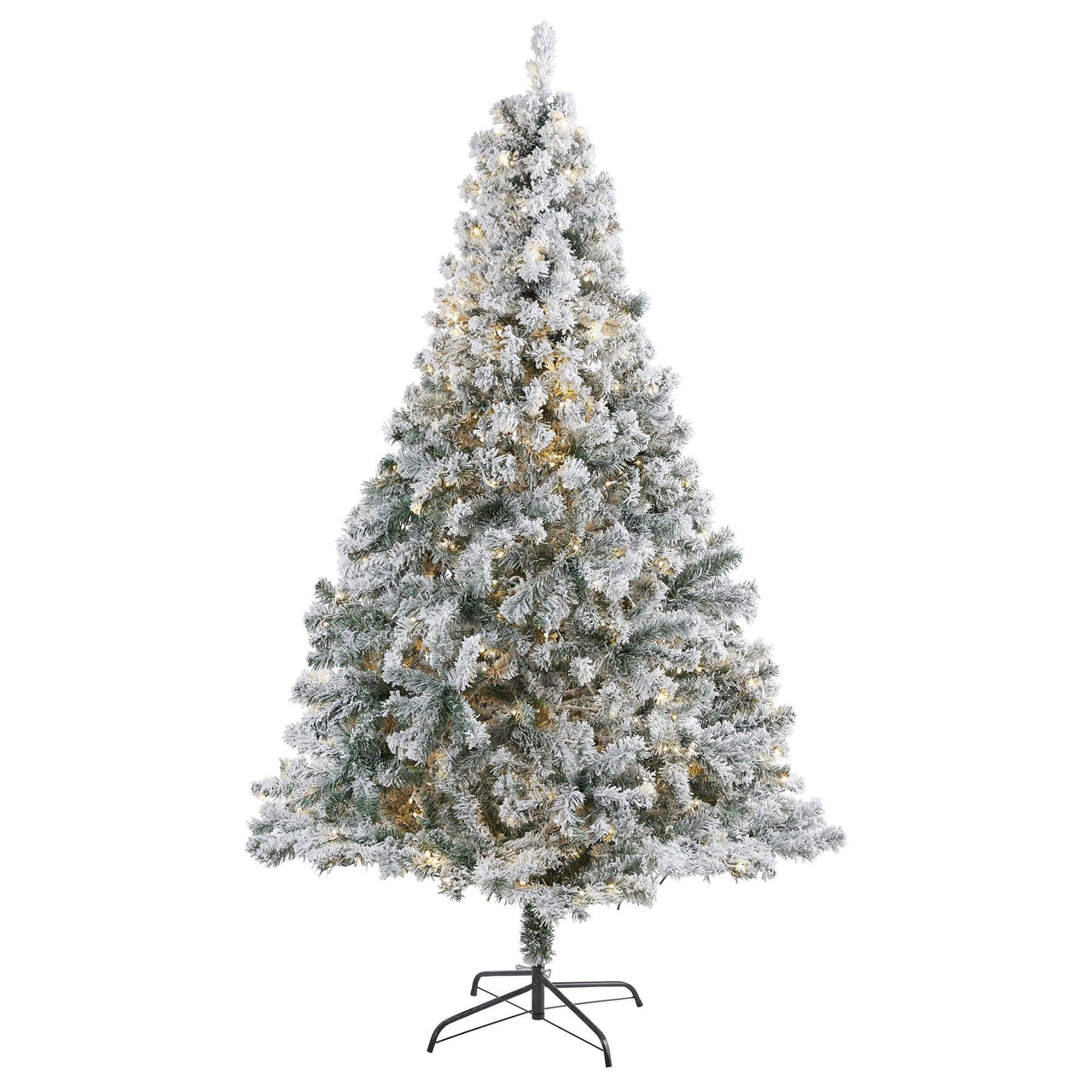 7' Flocked Rock Springs Spruce Artificial Christmas Tree with 350 Clear LED Lights and 800 Bendable Branches