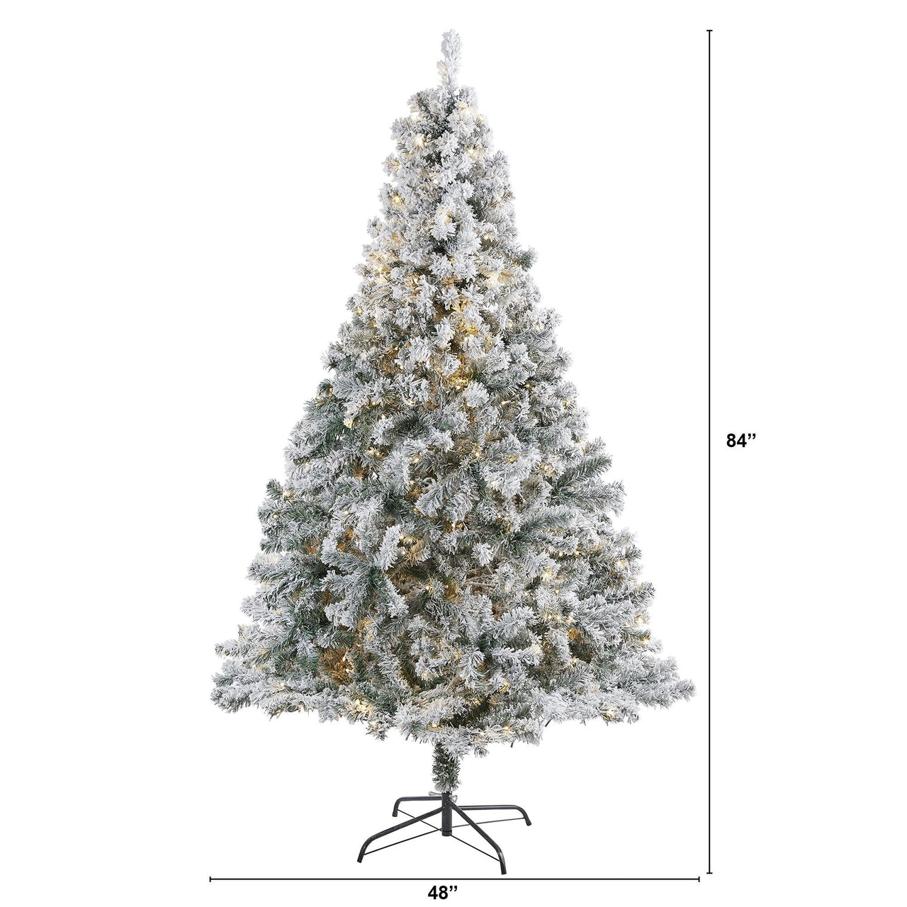 7' Flocked Rock Springs Spruce Artificial Christmas Tree with 350 Clear LED Lights and 800 Bendable Branches - The Fox Decor
