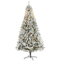 Thumbnail for 8' Flocked Rock Springs Spruce Artificial Christmas Tree with 500 Clear LED Lights and 1186 Bendbable Branches
