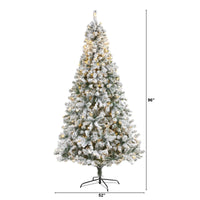 Thumbnail for 8' Flocked Rock Springs Spruce Artificial Christmas Tree with 500 Clear LED Lights and 1186 Bendbable Branches - The Fox Decor