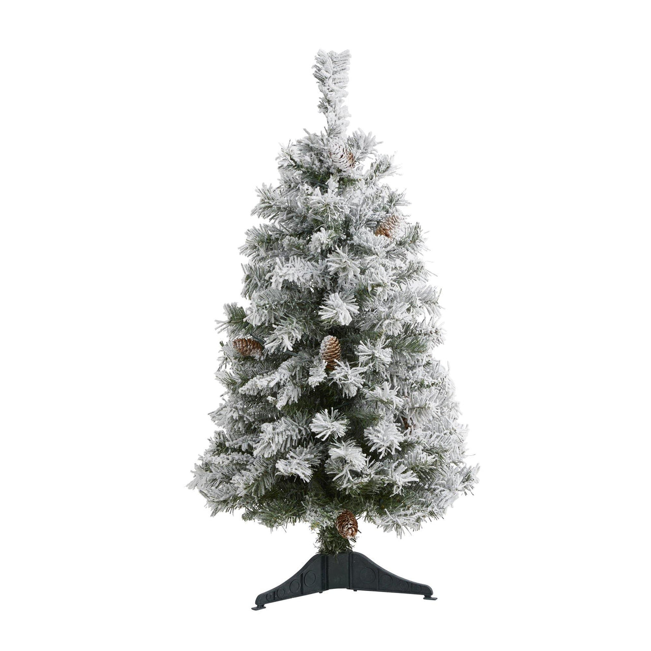 3' Flocked White River Mountain Pine Artificial Christmas Tree with Pinecones