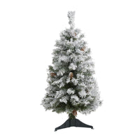 Thumbnail for 3' Flocked White River Mountain Pine Artificial Christmas Tree with Pinecones