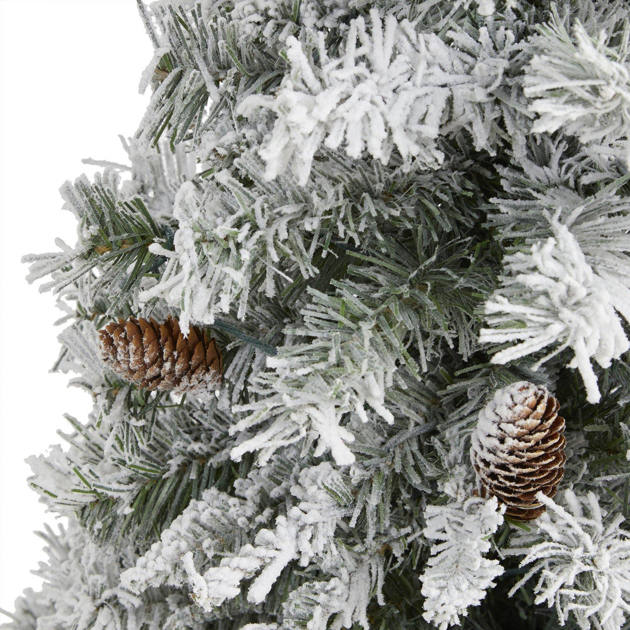 3' Flocked White River Mountain Pine Artificial Christmas Tree with Pinecones - The Fox Decor