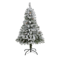 Thumbnail for 4' Flocked White River Mountain Pine Artificial Christmas Tree with Pinecones