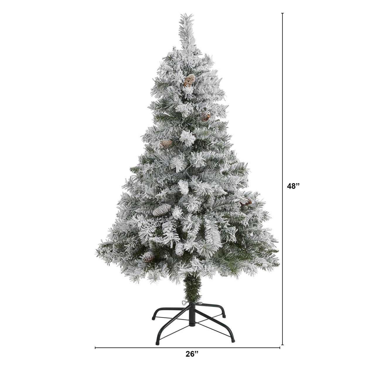 4' Flocked White River Mountain Pine Artificial Christmas Tree with Pinecones - The Fox Decor