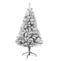 Thumbnail for 5' Flocked White River Mountain Pine Artificial Christmas Tree with Pinecones