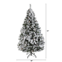 Thumbnail for 6' Flocked White River Mountain Pine Artificial Christmas Tree with Pinecones - The Fox Decor