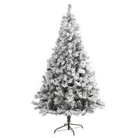 Thumbnail for 7' Flocked White River Mountain Pine Artificial Christmas Tree with Pinecones