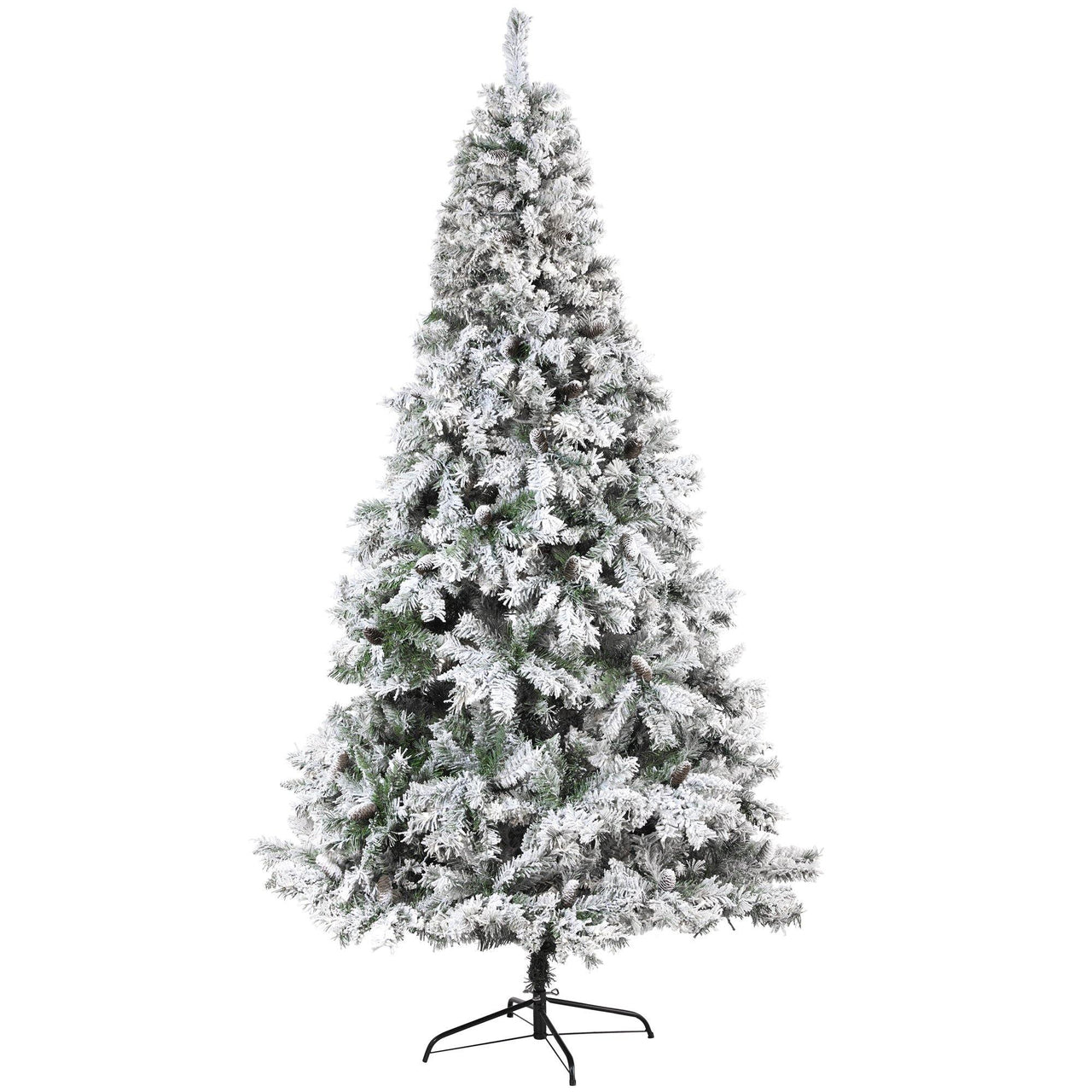 8' Flocked White River Mountain Pine Artificial Christmas Tree with Pinecones
