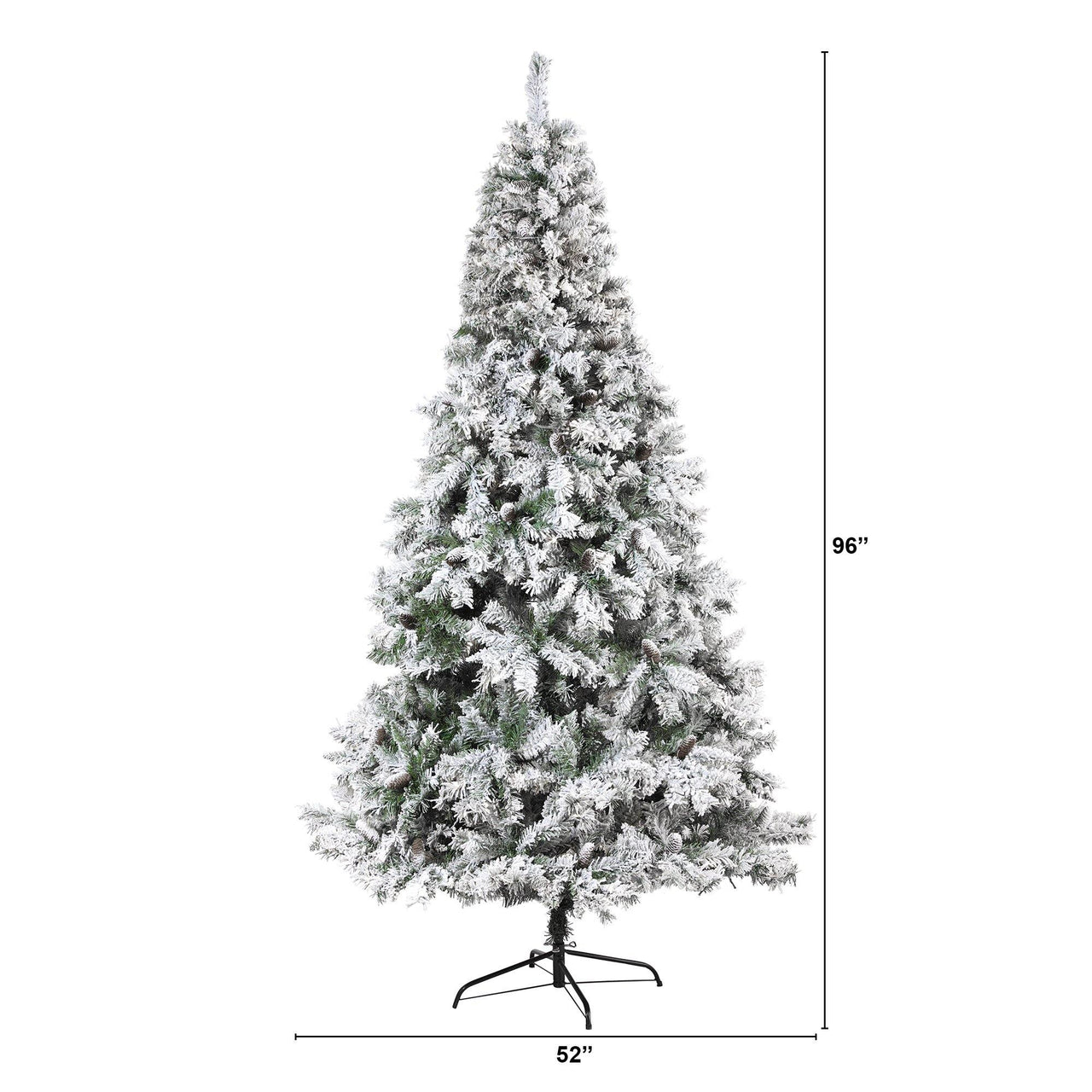 8' Flocked White River Mountain Pine Artificial Christmas Tree with Pinecones - The Fox Decor