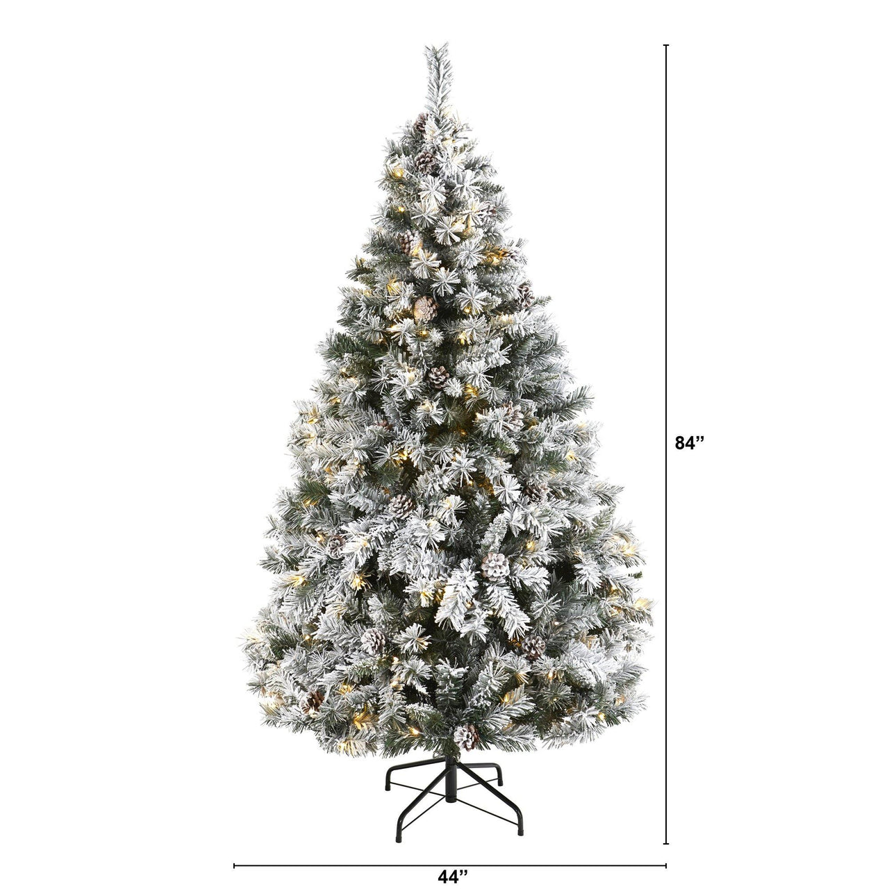 6' Flocked White River Mountain Pine Artificial Christmas Tree with Pinecones and 250 Clear LED Lights - The Fox Decor