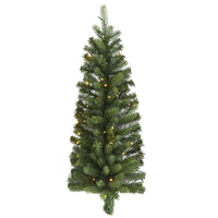 Thumbnail for 3' Flat Back Wall Hanging Artificial Christmas Tree with 35 Clear LED Lights