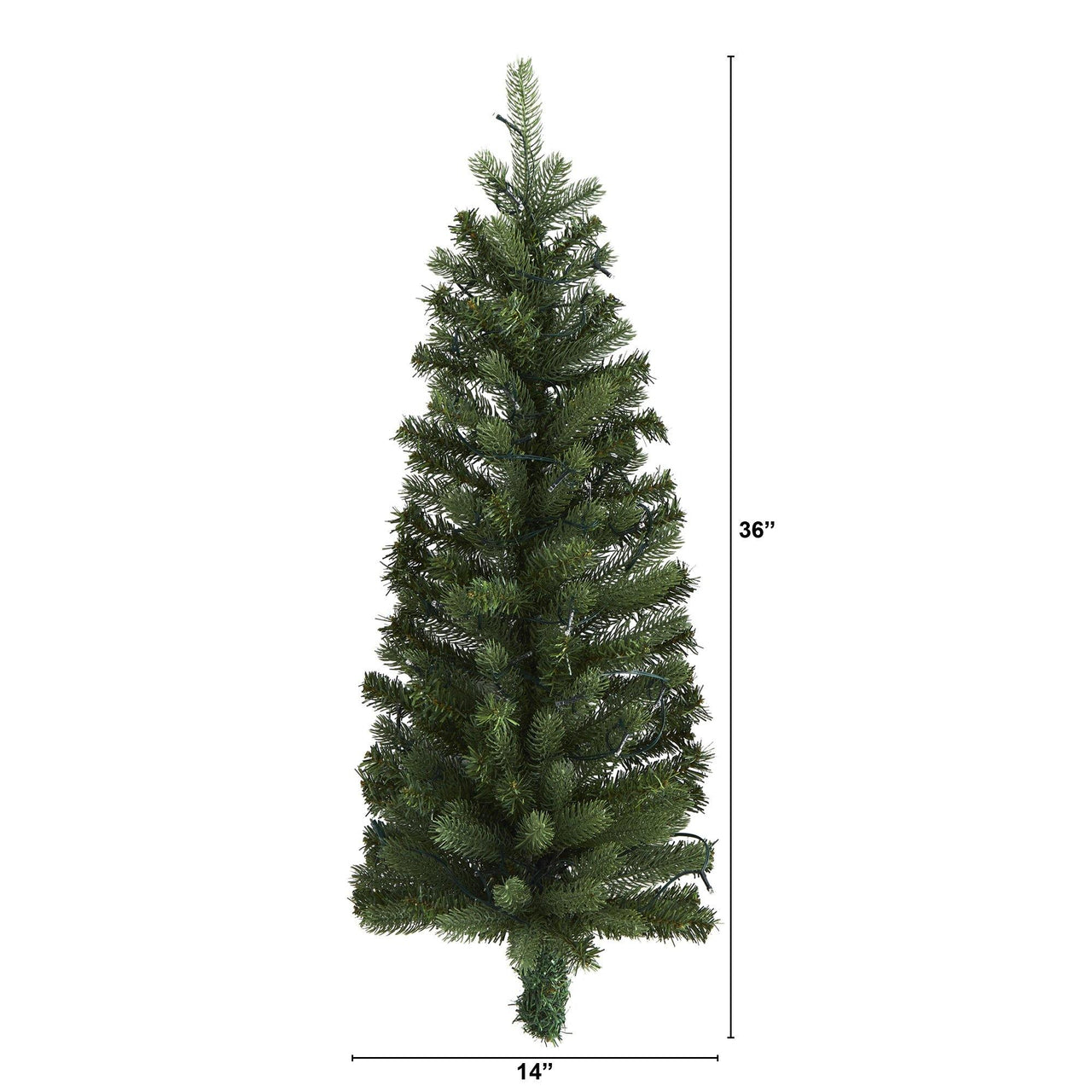 3' Flat Back Wall Hanging Artificial Christmas Tree with 35 Clear LED Lights - The Fox Decor