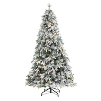 Thumbnail for 6' Flocked Vermont Mixed Pine Artificial Christmas Tree with 300 Clear LEDs Lights