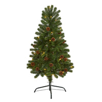 Thumbnail for 4' Rocky Mountain Spruce Artificial Christmas Tree with Pinecones and 70 Warm White LED Lights