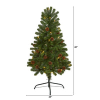 Thumbnail for 4' Rocky Mountain Spruce Artificial Christmas Tree with Pinecones and 70 Warm White LED Lights - The Fox Decor