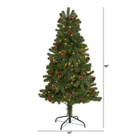 Thumbnail for 5' Rocky Mountain Spruce Artificial Christmas Tree with Pinecones and 100 Clear LED Lights - The Fox Decor