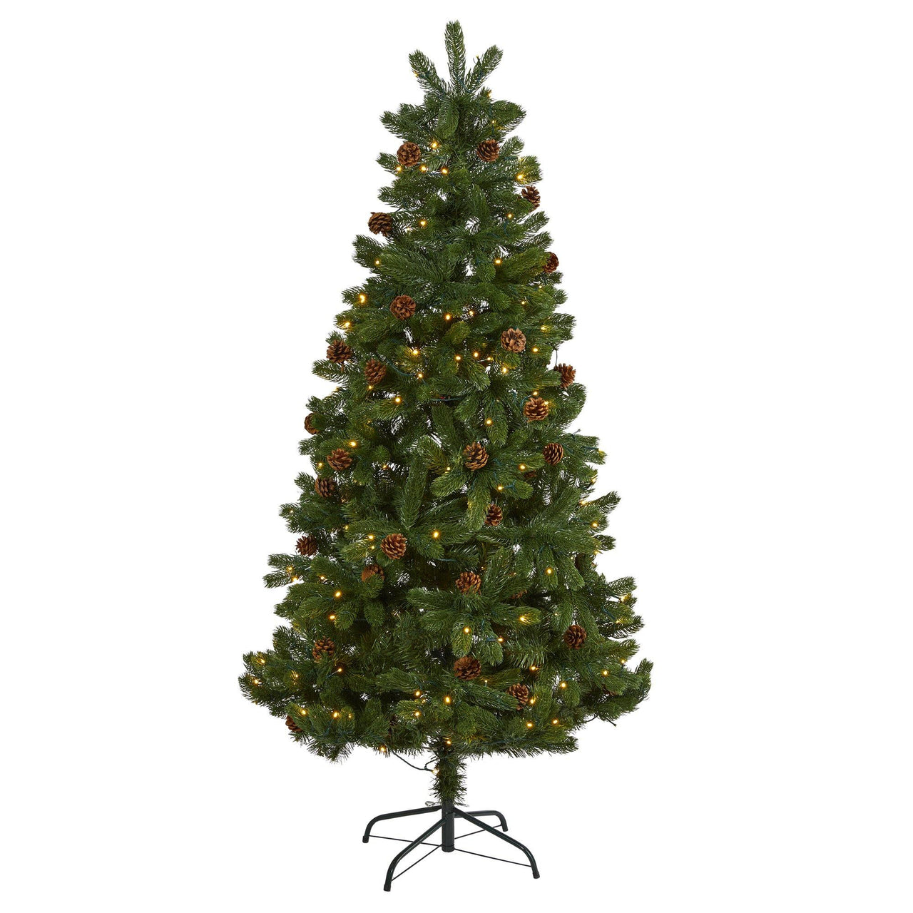 6' Rocky Mountain Spruce Artificial Christmas Tree with Pinecones and 250 Clear LED Lights
