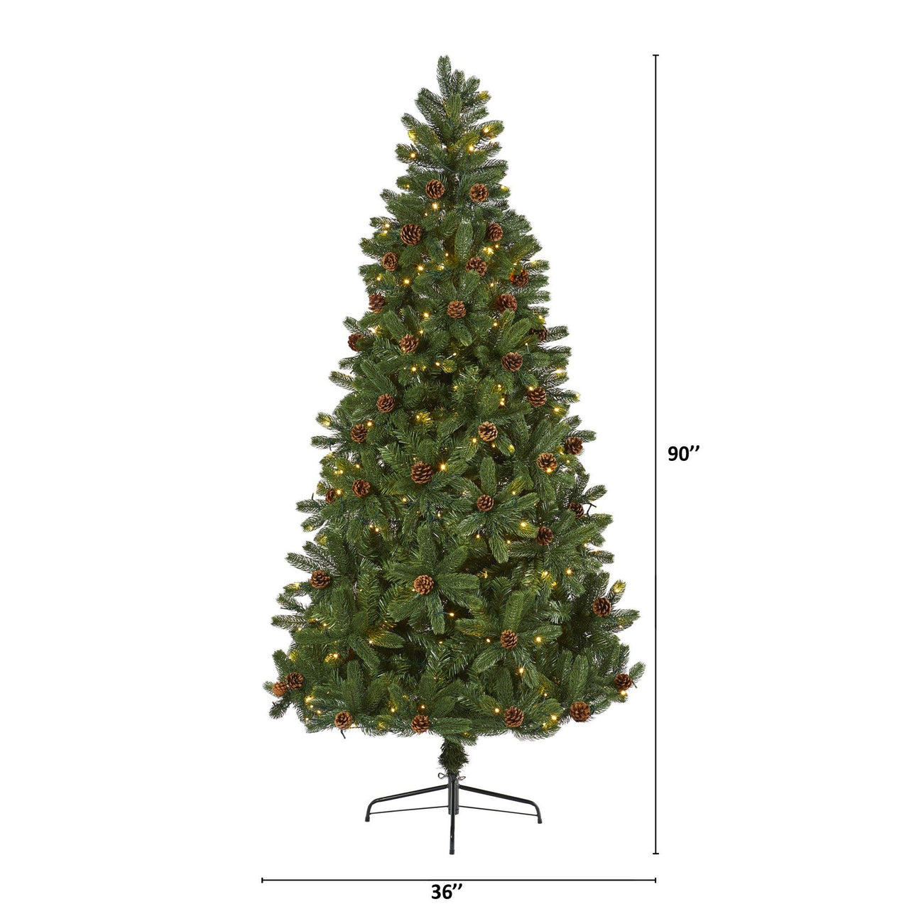 7.5' Rocky Mountain Spruce Artificial Christmas Tree with Pinecones and 400 Clear LED Lights - The Fox Decor