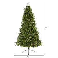 Thumbnail for 7' New Hampshire Fir Artificial Christmas Tree with 450 Clear LED Lights - The Fox Decor
