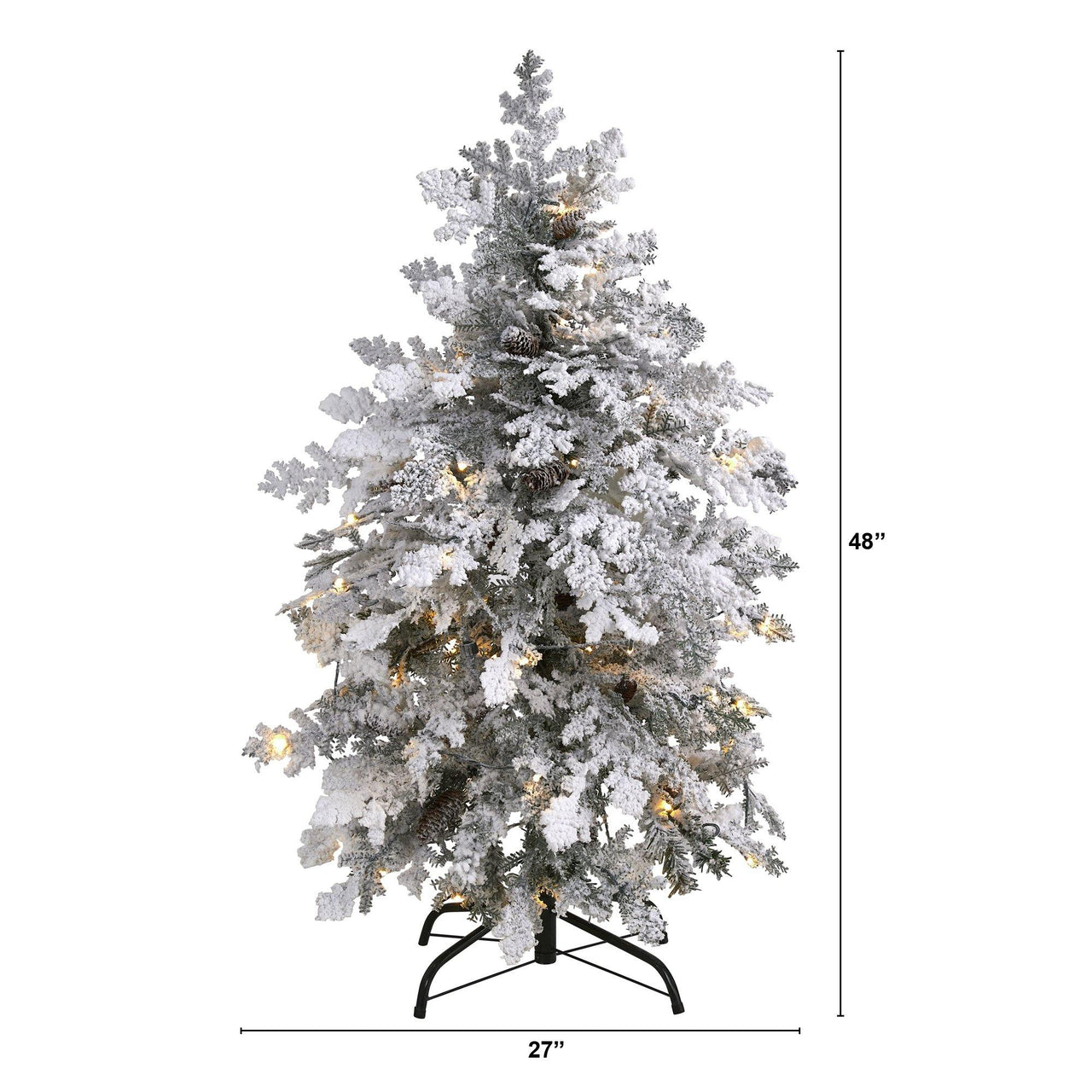 4' Flocked Montana Down Swept Spruce Artificial Christmas Tree with 70 Clear LED Lights - The Fox Decor