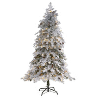 Thumbnail for 6' Flocked Montana Down Swept Spruce Artificial Christmas Tree with 250 Clear LED Lights