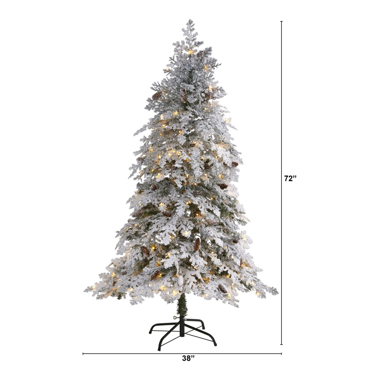 6' Flocked Montana Down Swept Spruce Artificial Christmas Tree with 250 Clear LED Lights - The Fox Decor