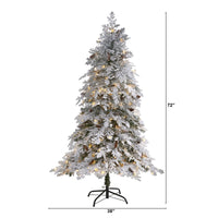 Thumbnail for 6' Flocked Montana Down Swept Spruce Artificial Christmas Tree with 250 Clear LED Lights - The Fox Decor